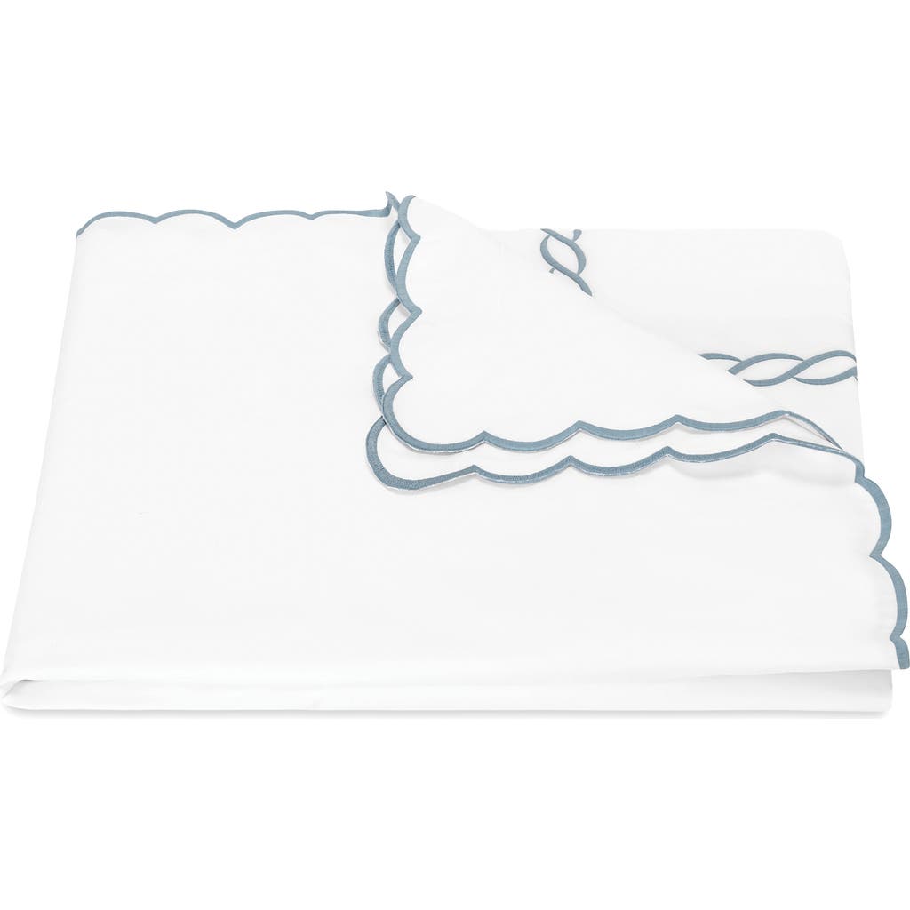 Matouk Classic Chain Scallop Duvet Cover In Hazy Blue