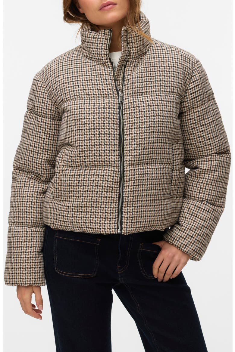 Lyon Short Houndstooth Puffer Jacket, Main, color, EMPERADOR