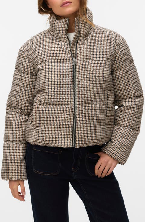 Lyon Short Houndstooth Puffer Jacket