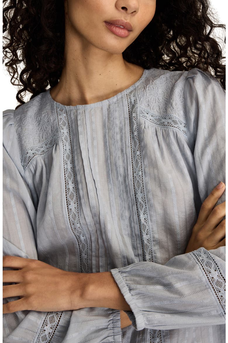 Pintuck Lace Top, Alternate, color, BLUE BLIZZARD