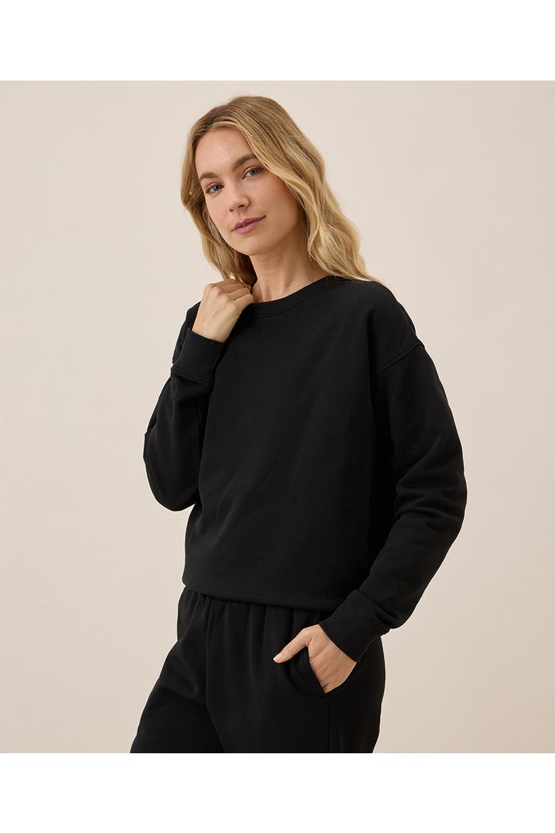 Organic Brushed Fleece Crew Sweatshirt, Alternate, color, Black