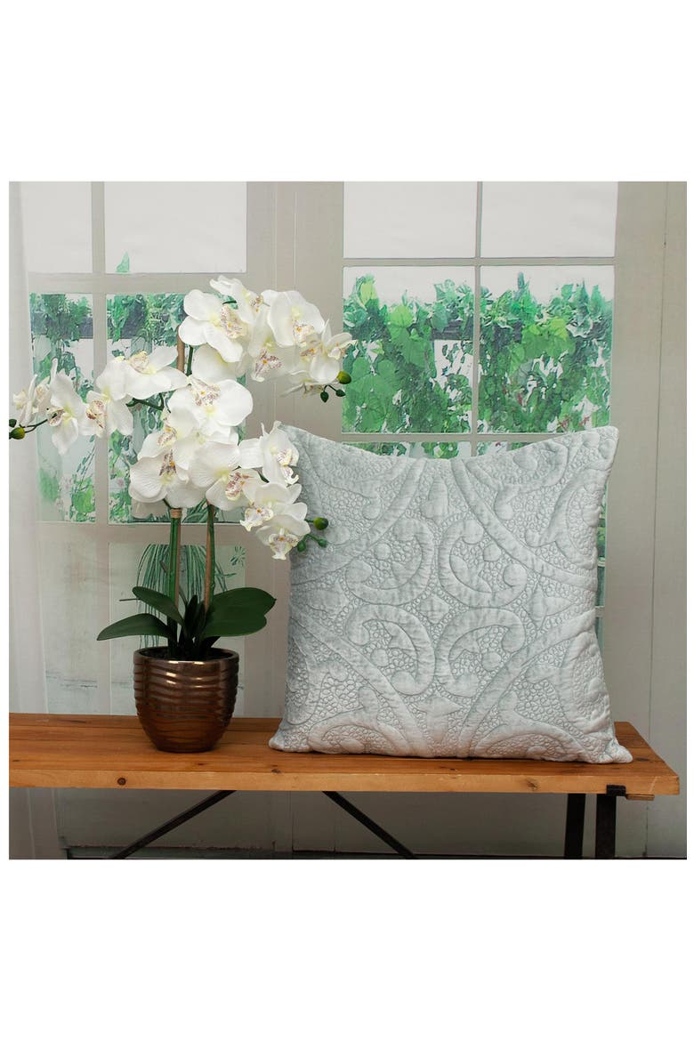 Tufted Velvet Square Throw Pillow, Alternate, color, GREY