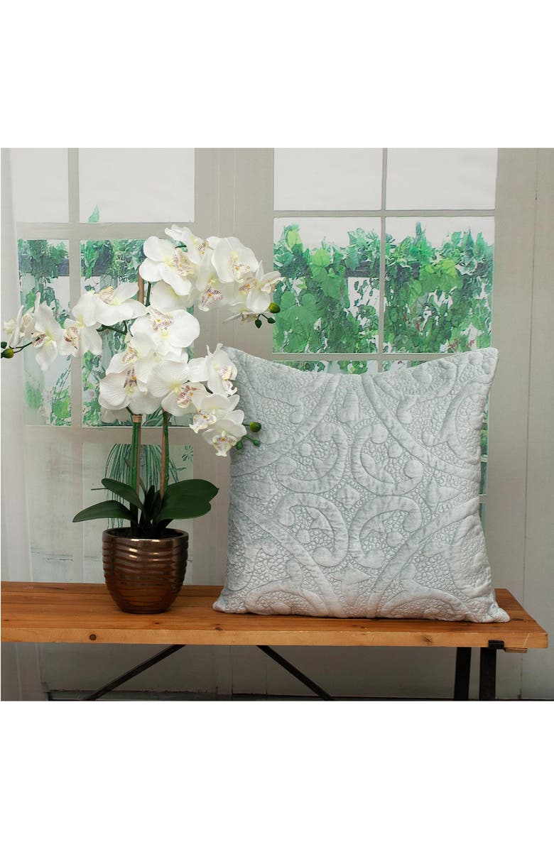 PARKLAND COLLECTION Tufted Velvet Square Throw Pillow, Alternate, color, Grey