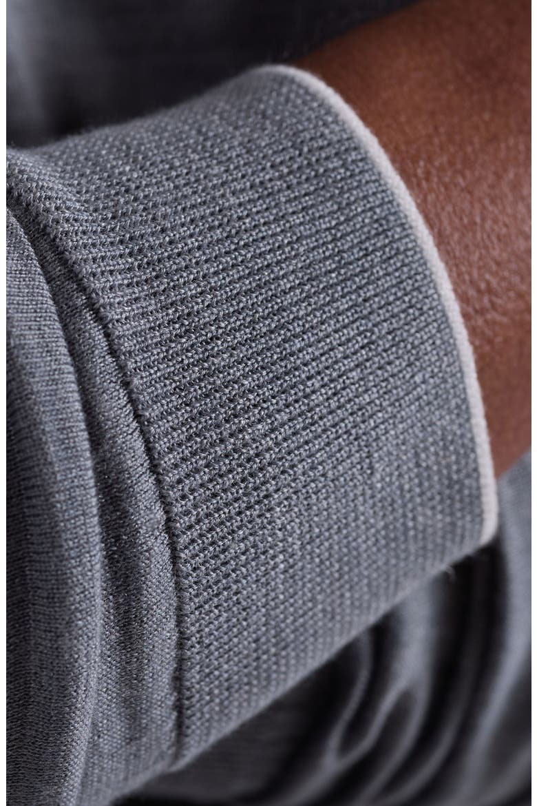 Tipped Merino Wool, Silk & Linen Crewneck Sweater, Alternate, color, ZINC