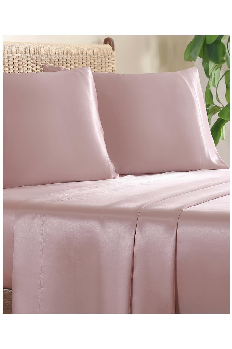Silky Satin Sheet Set, Alternate, color, PINK LOTUS
