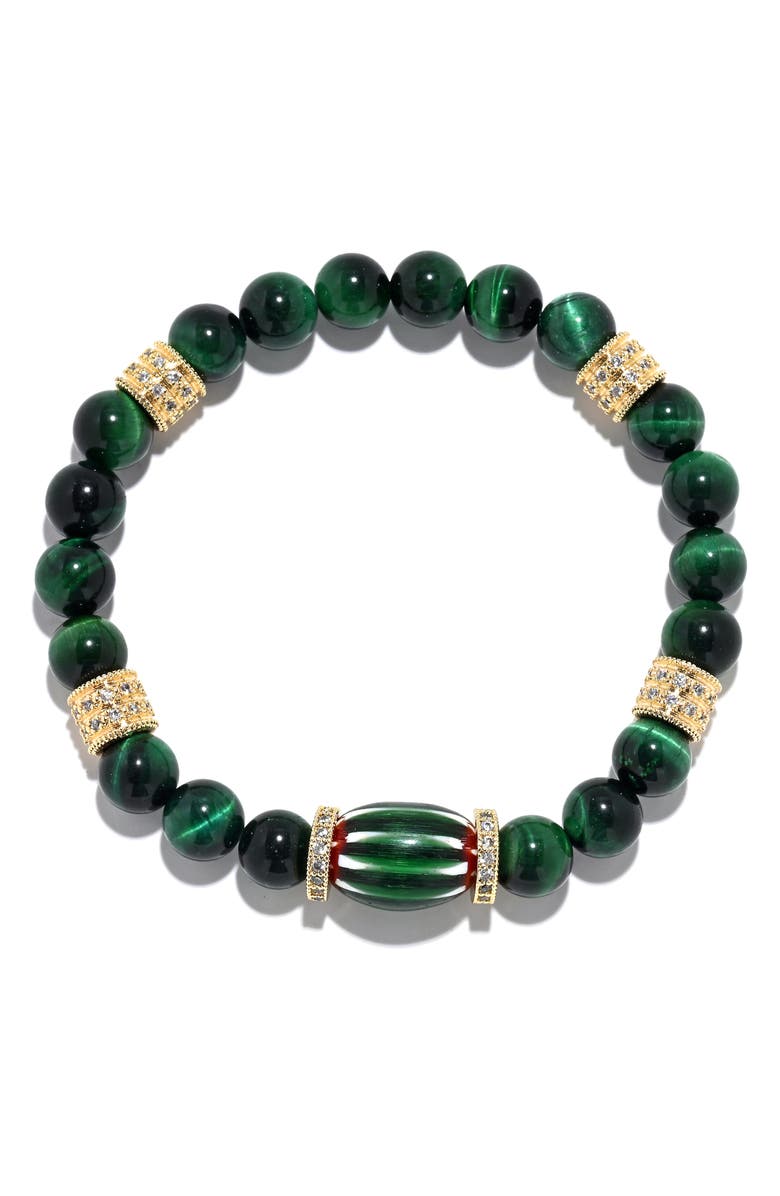 EYE CANDY LOS ANGELES Zephyrine Pavé Beaded Stretch Bracelet, Alternate, color, Green