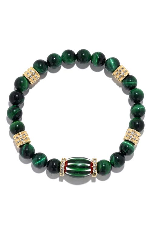 Eye Candy Los Angeles Zephyrine Pavé Beaded Stretch Bracelet In Green