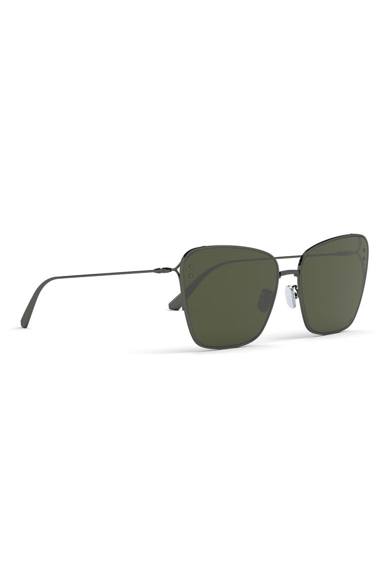 MissDior B2U 63mm Butterfly Sunglasses, Alternate, color, SHINY GUMETAL / GREEN