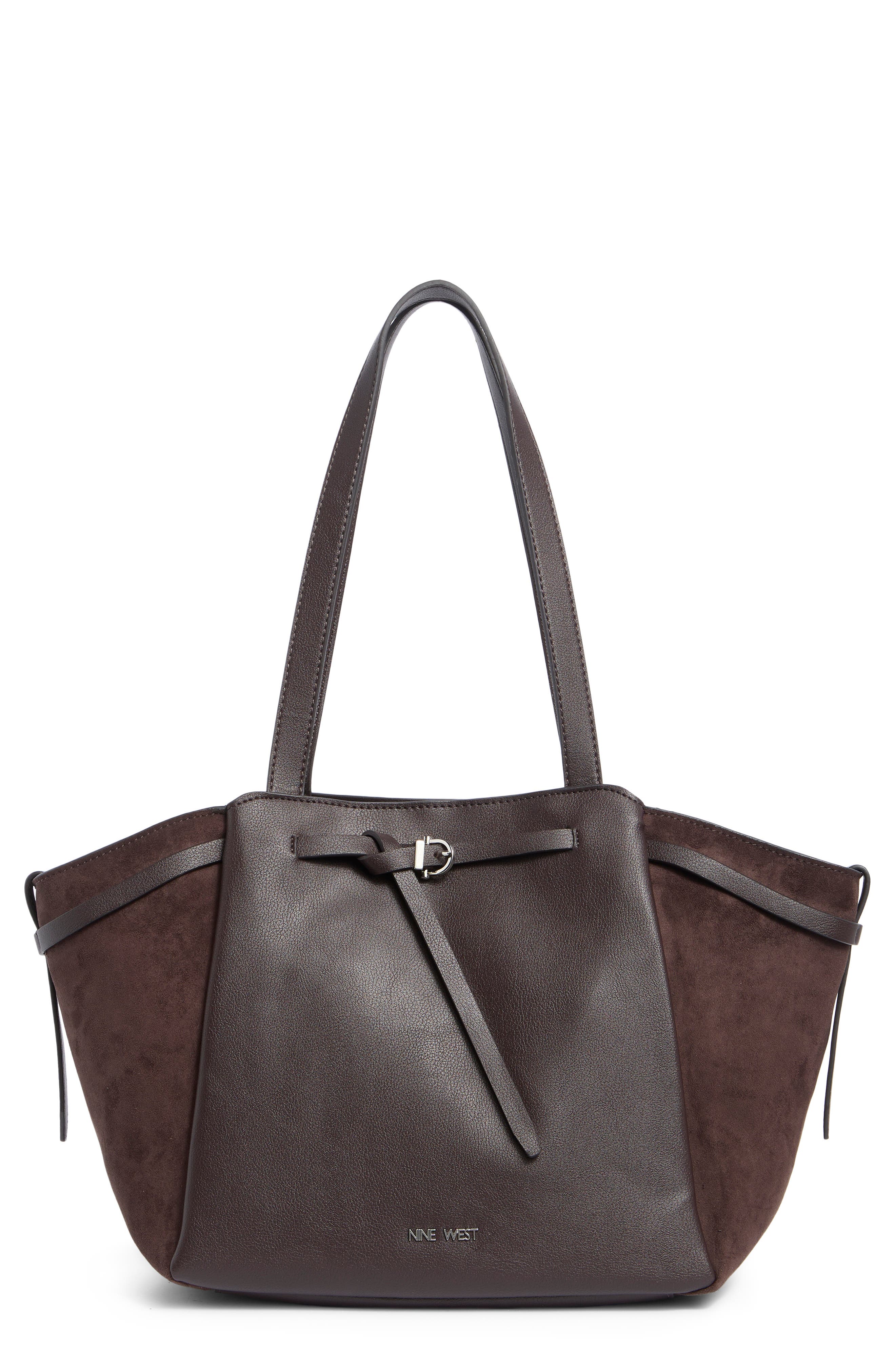 Nerina Faux Leather Tote, Main, color, ESPRESSO MULTI