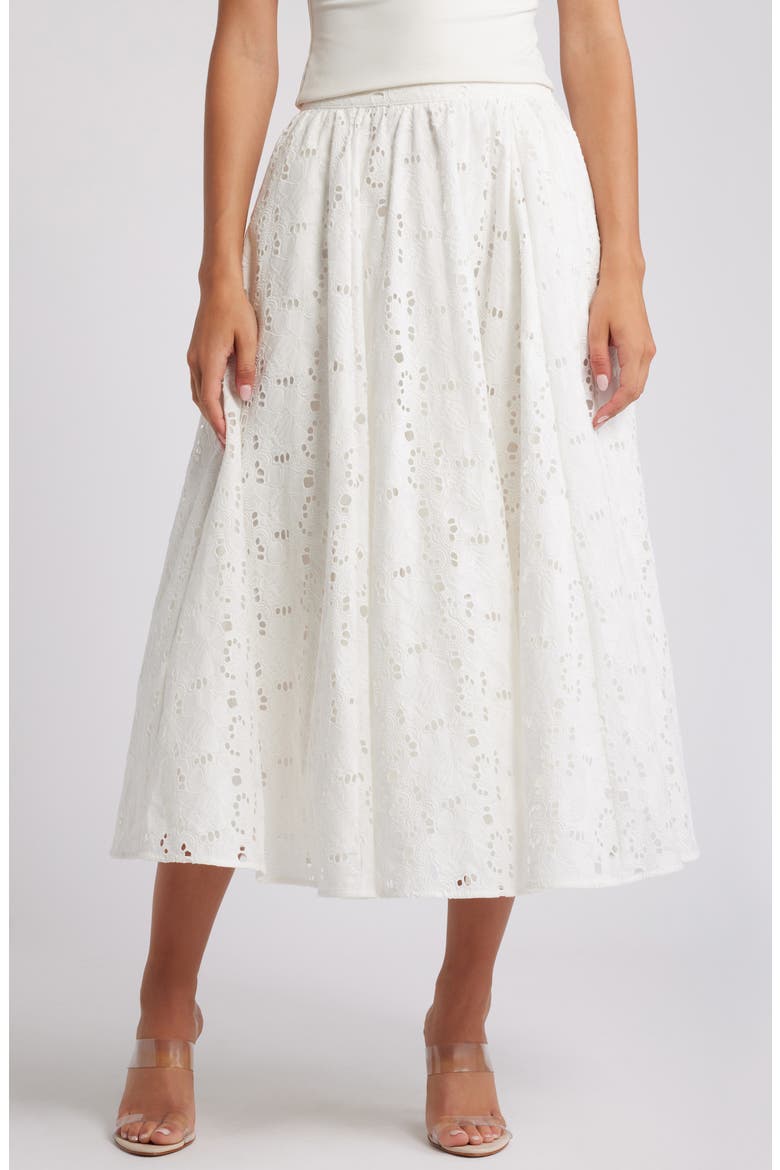 Francine Cotton Eyelet Skirt, Alternate, color, CLOUD DANCER