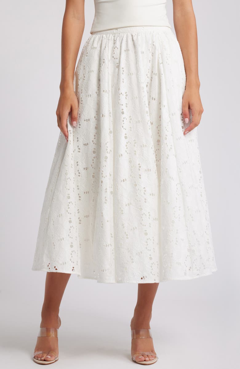 HOUSE OF CB Francine Cotton Eyelet Skirt, Alternate, color, Cloud Dancer