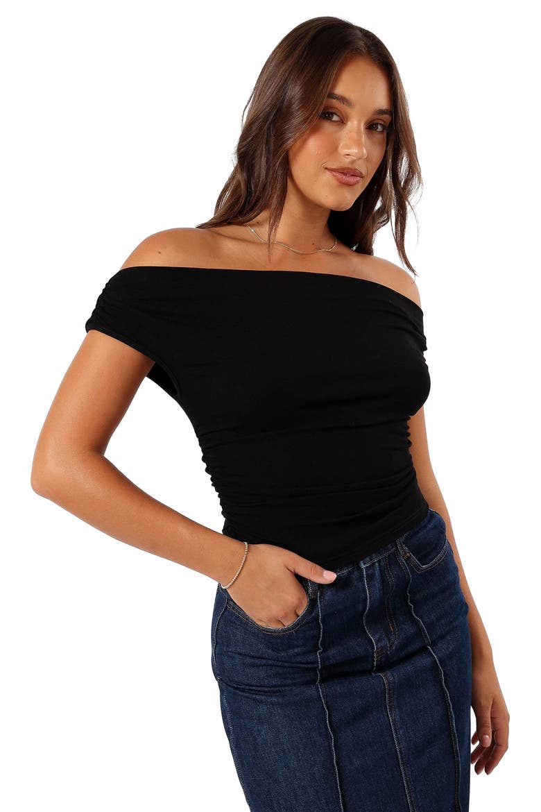 Lanna Off the Shoulder Top, Alternate, color, BLACK