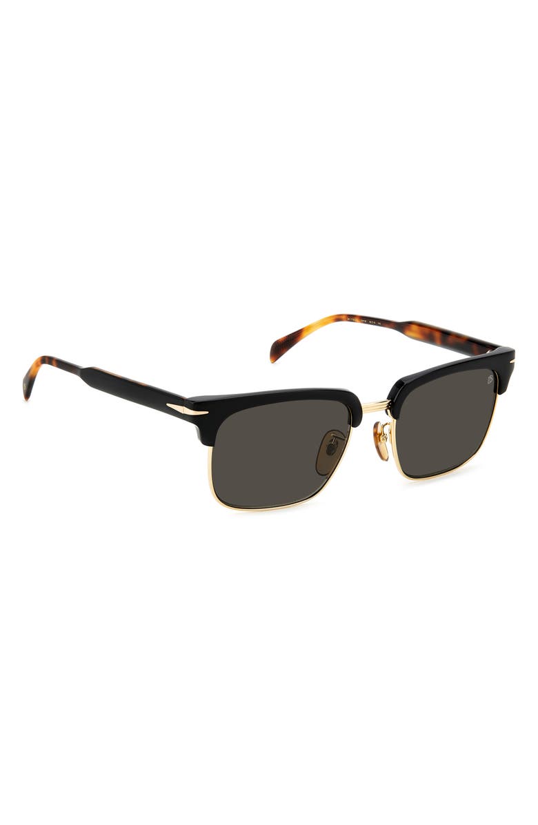 David Beckham Eyewear 55mm Rectangular Sunglasses, Alternate, color, Black Havana Gold