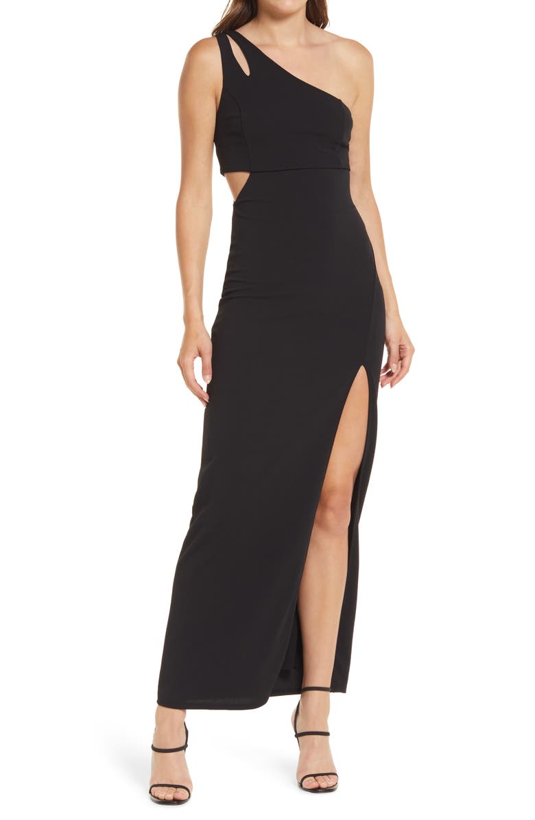 Lulus Simply Beautiful One Shoulder Column Gown, Main, color, 