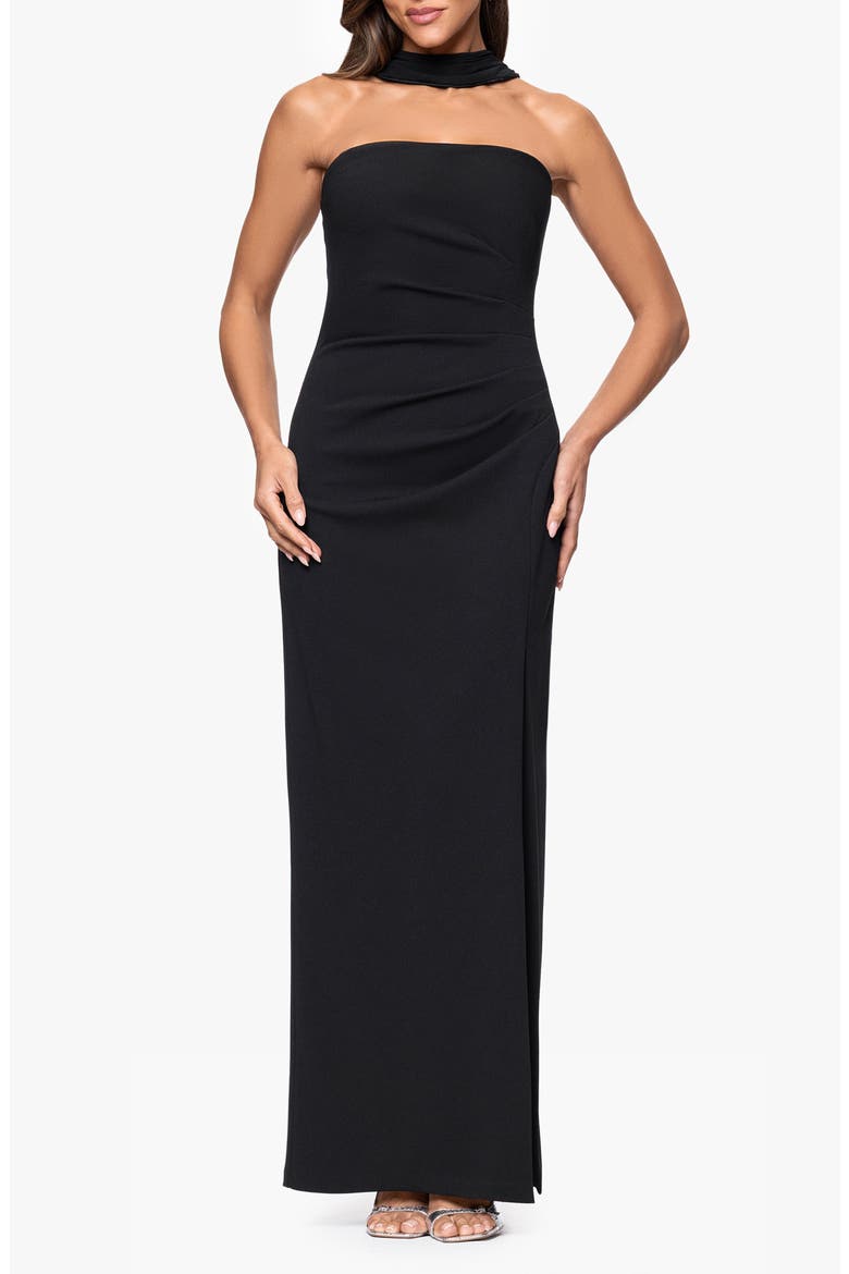 Drape Scuba Cocktail Dress, Main, color, BLACK