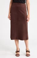 MAX STUDIO Faux Suede A-Line Midi Skirt