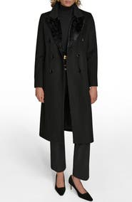 Donna Karan New York Tailored Double Breasted Wool Blend Coat