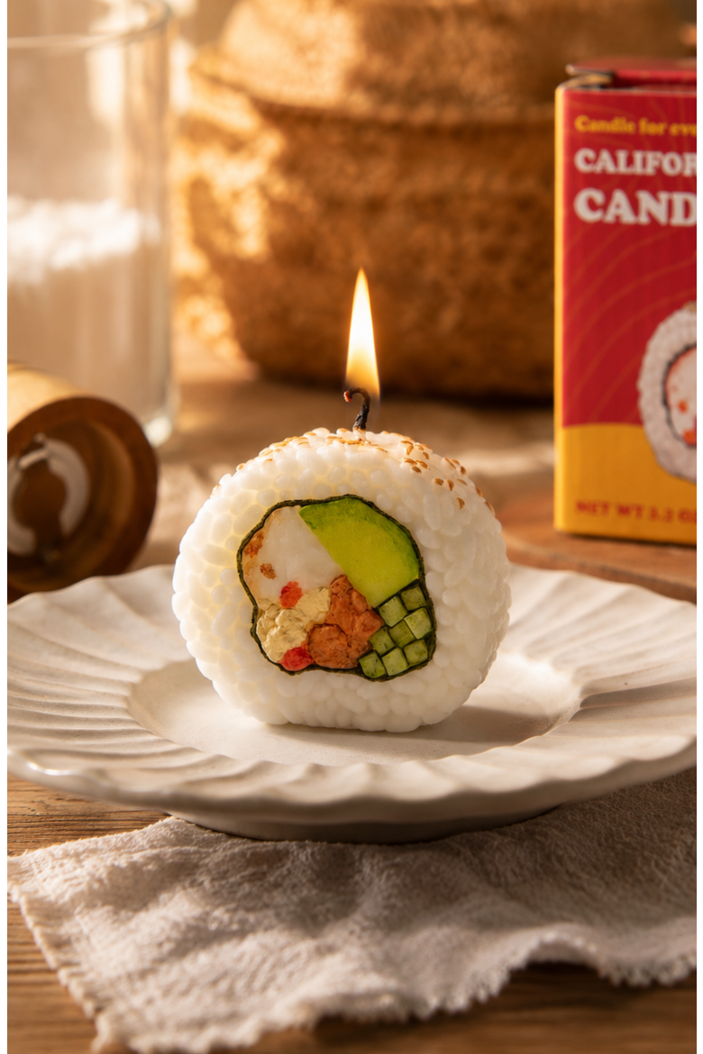 California Roll Sushi Candle, Alternate, color, White