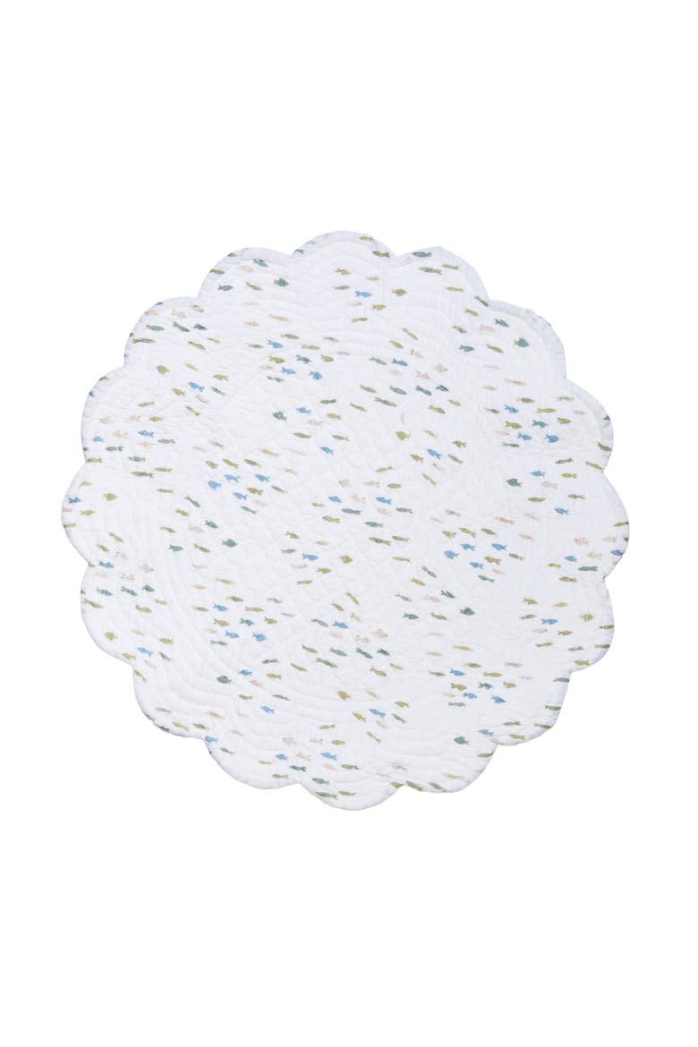 Belmont Reef Reversible Machine Washable Round Scallop Quilt Placemats Set of 6, Alternate, color, Yellow
