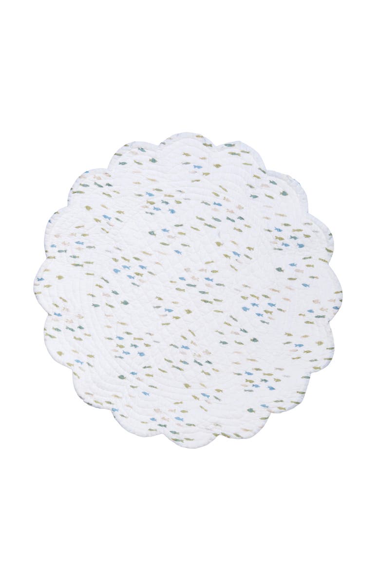 C&F Home Belmont Reef Reversible Machine Washable Round Scallop Quilt Placemats Set of 6, Alternate, color, Yellow