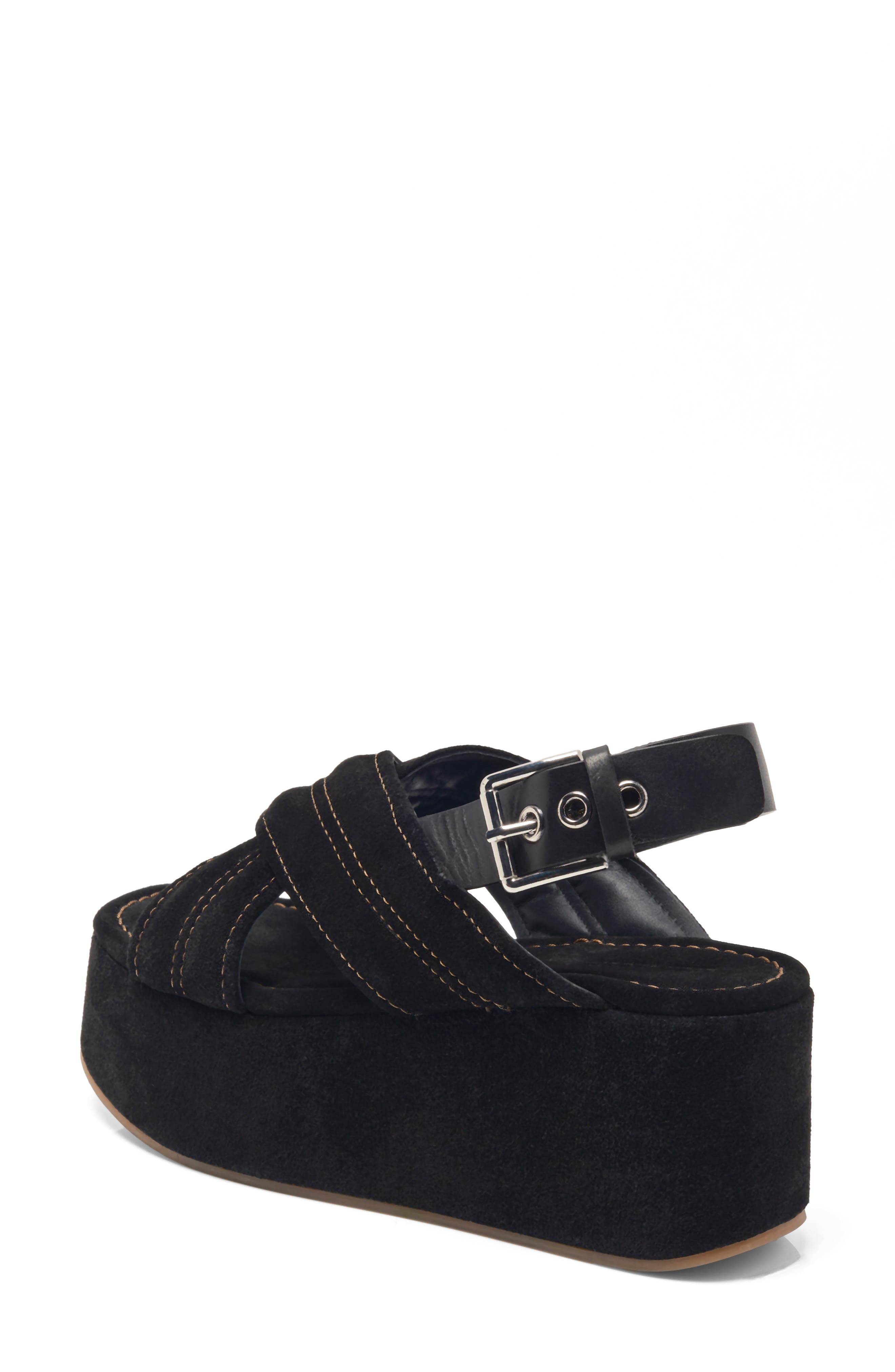 Free People Beach Party Platform Sandal, Alternate, color, Black Suede