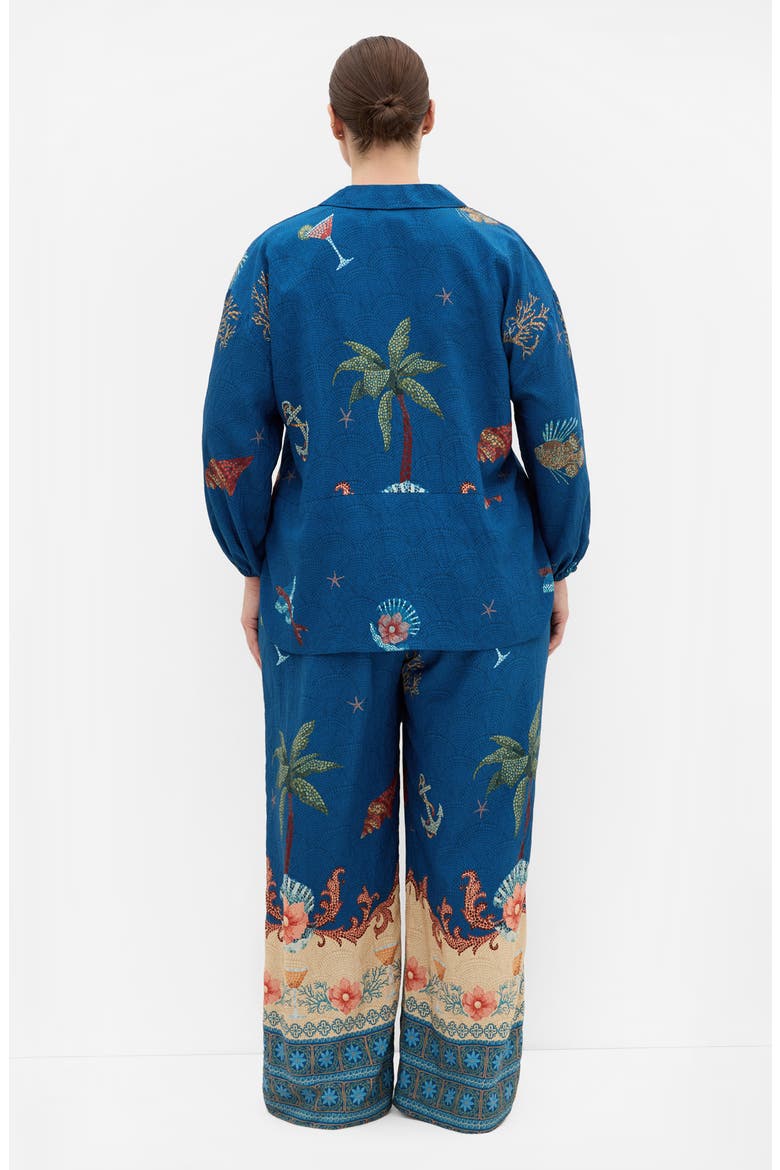 Tia Print Pants, Alternate, color, NAVY SEA