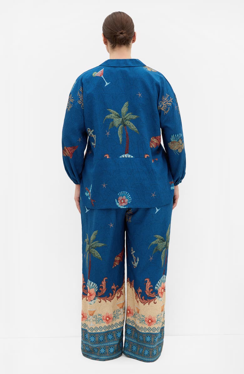 City Chic Tia Print Pants, Alternate, color, Navy Sea