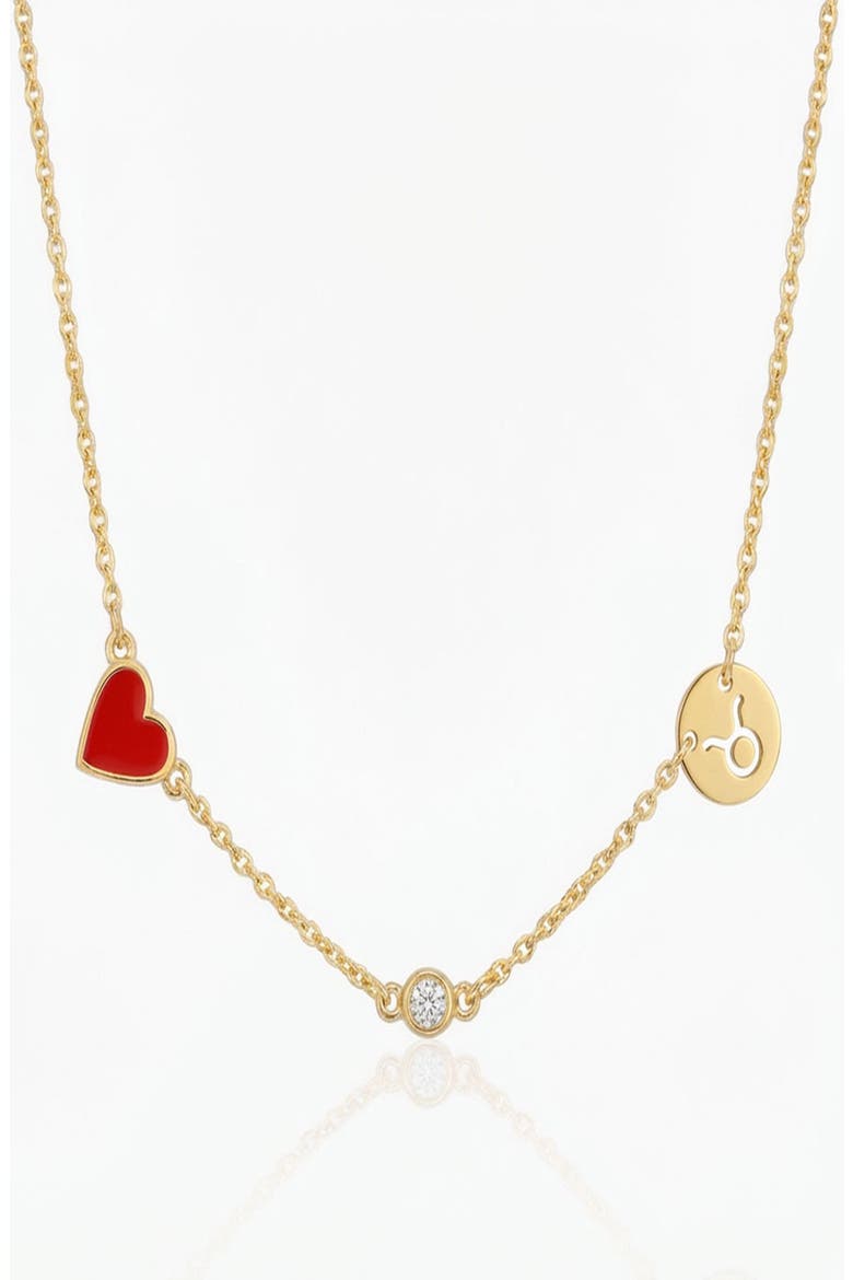 Inez Red Heart Necklace with Diamond & Zodiac Sign, Main, color, Taurus