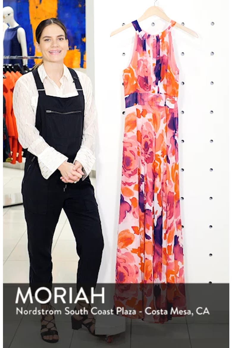Floral Print Halter Maxi Dress video