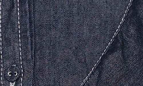 Avec Les Filles Ruffle Yoke Denim Button-up Shirt In Blue