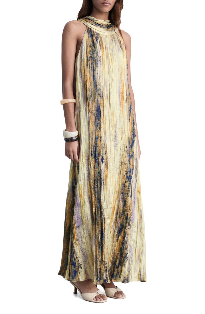 MANGO Tie Dye Textured Satin Maxi Dress, Main, color,