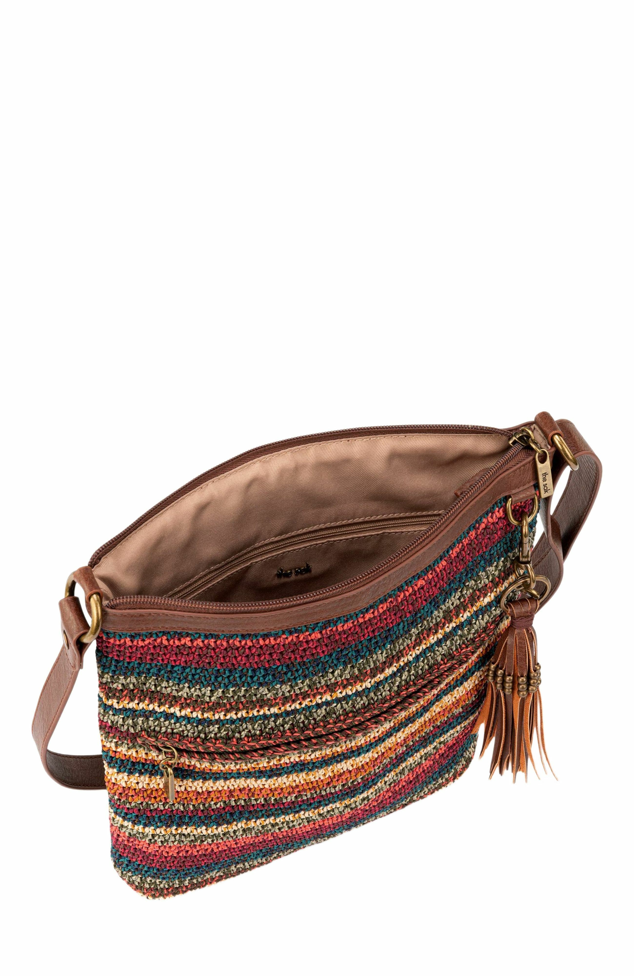 Lucia Crossbody Leather Bag, Alternate, color, Woodland Stripe