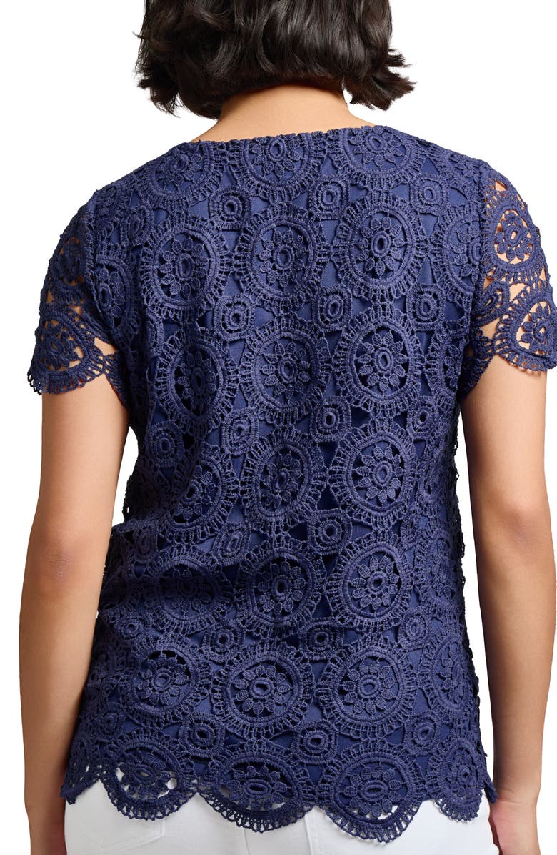 Jones New York Medallion Lace Short Sleeve Top, Alternate, color,