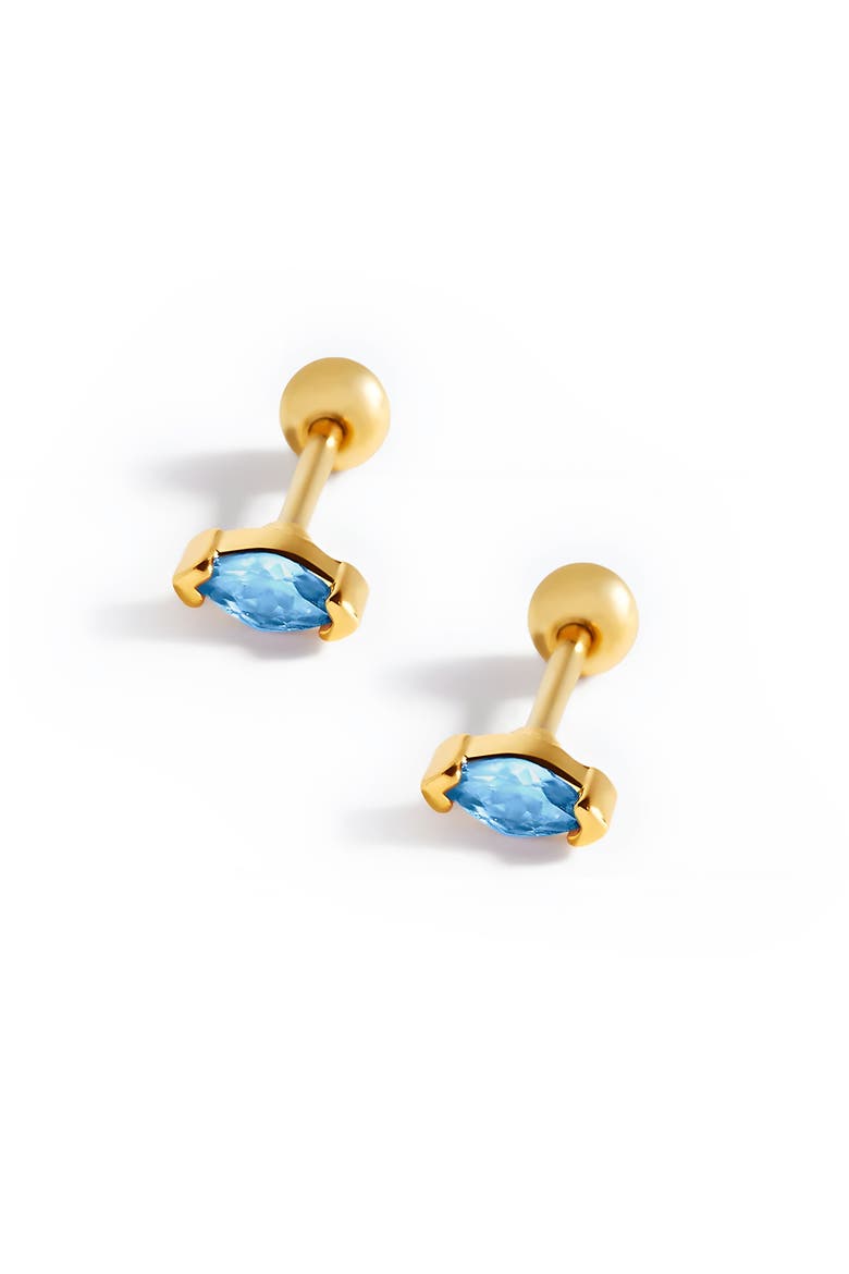 Marquis Gemstone Sleeper Stud Earrings, Main, color, Gold  / Blue