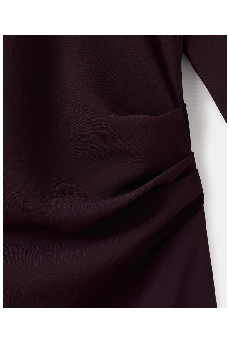 Boat Neck Long Sleeve Ruched Minidress, Alternate, color, WINE