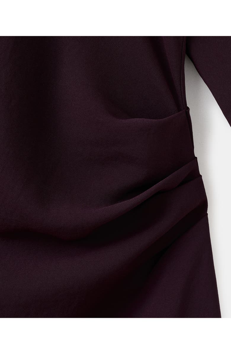 MANGO Boat Neck Long Sleeve Ruched Minidress, Alternate, color, 