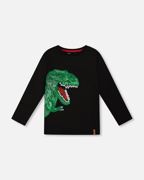 Long Sleeve Jersey Tee Shirt with Dinosaur (Little Kid & Big Kid)