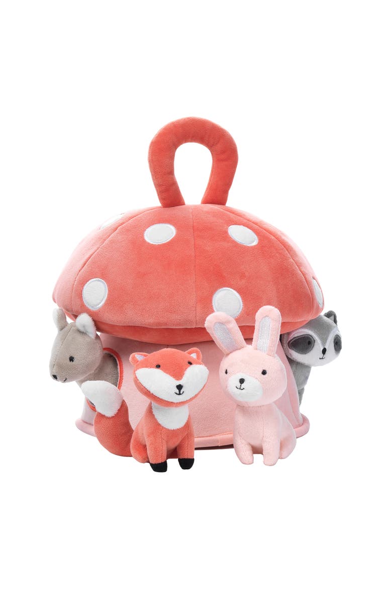Interactive Plush Mushroom House with Stuffed Animal Toys, Alternate, color, Coral Multicolor