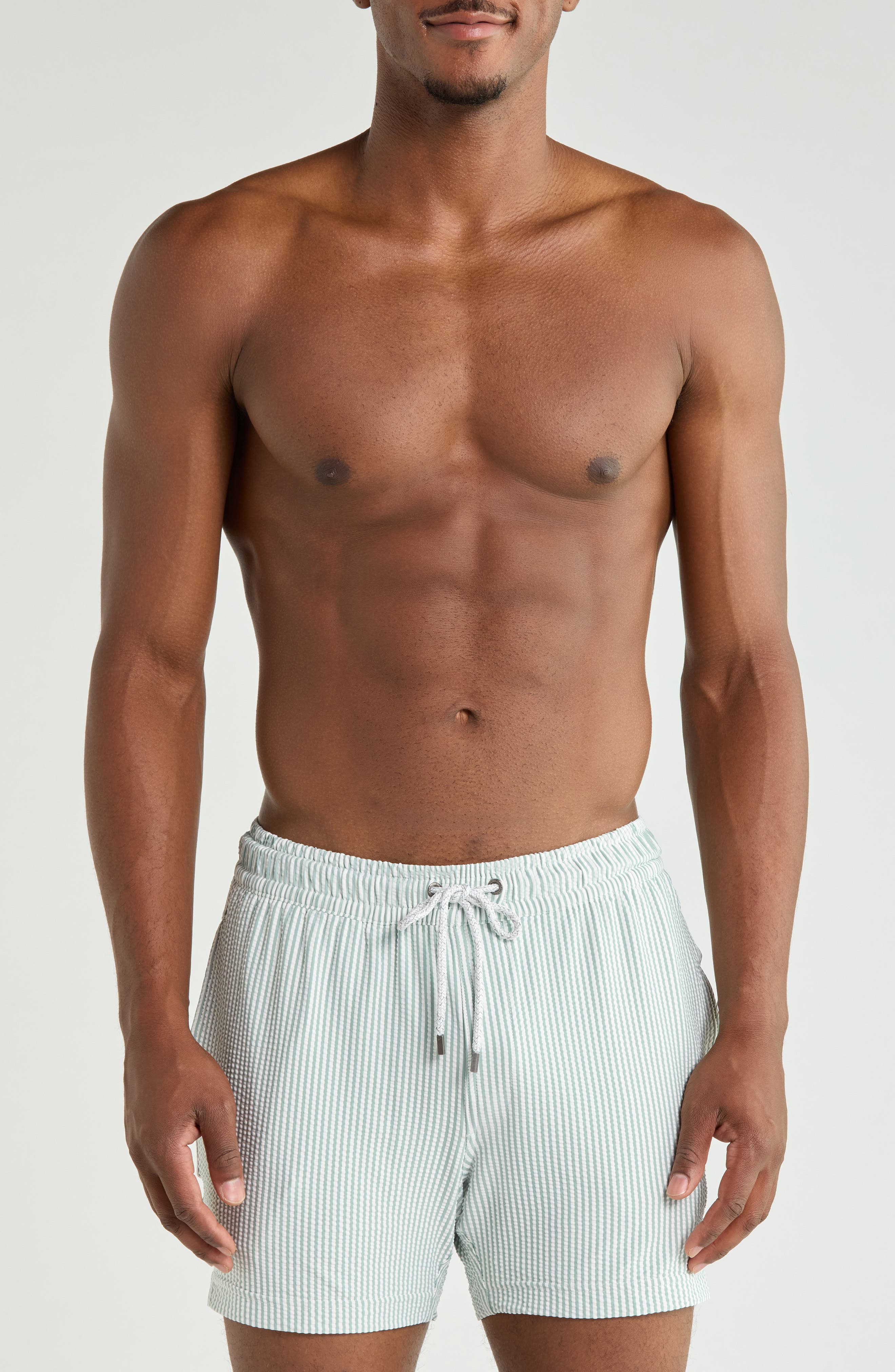 Seersucker Knit Swim Trunks