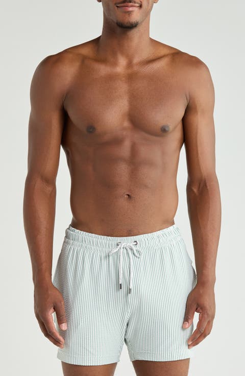 Seersucker Knit Swim Trunks