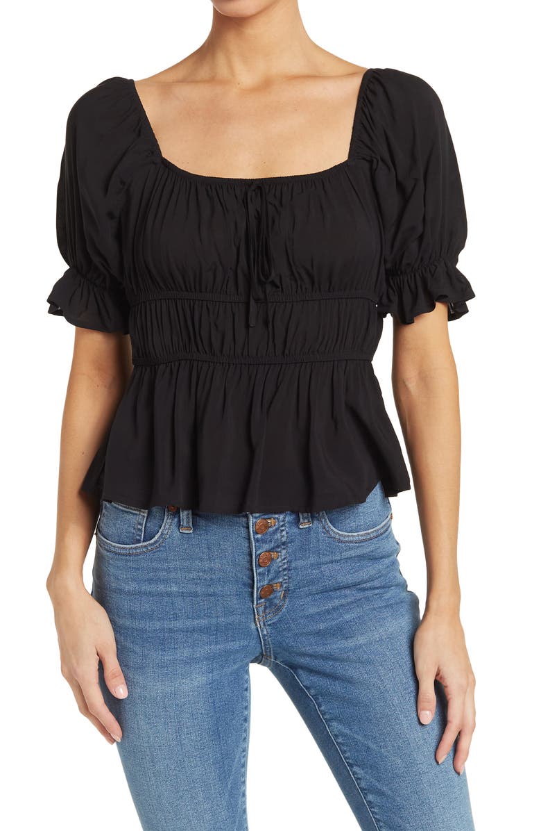 Melrose and Market Ruched Puff Sleeve Top, Main, color, 