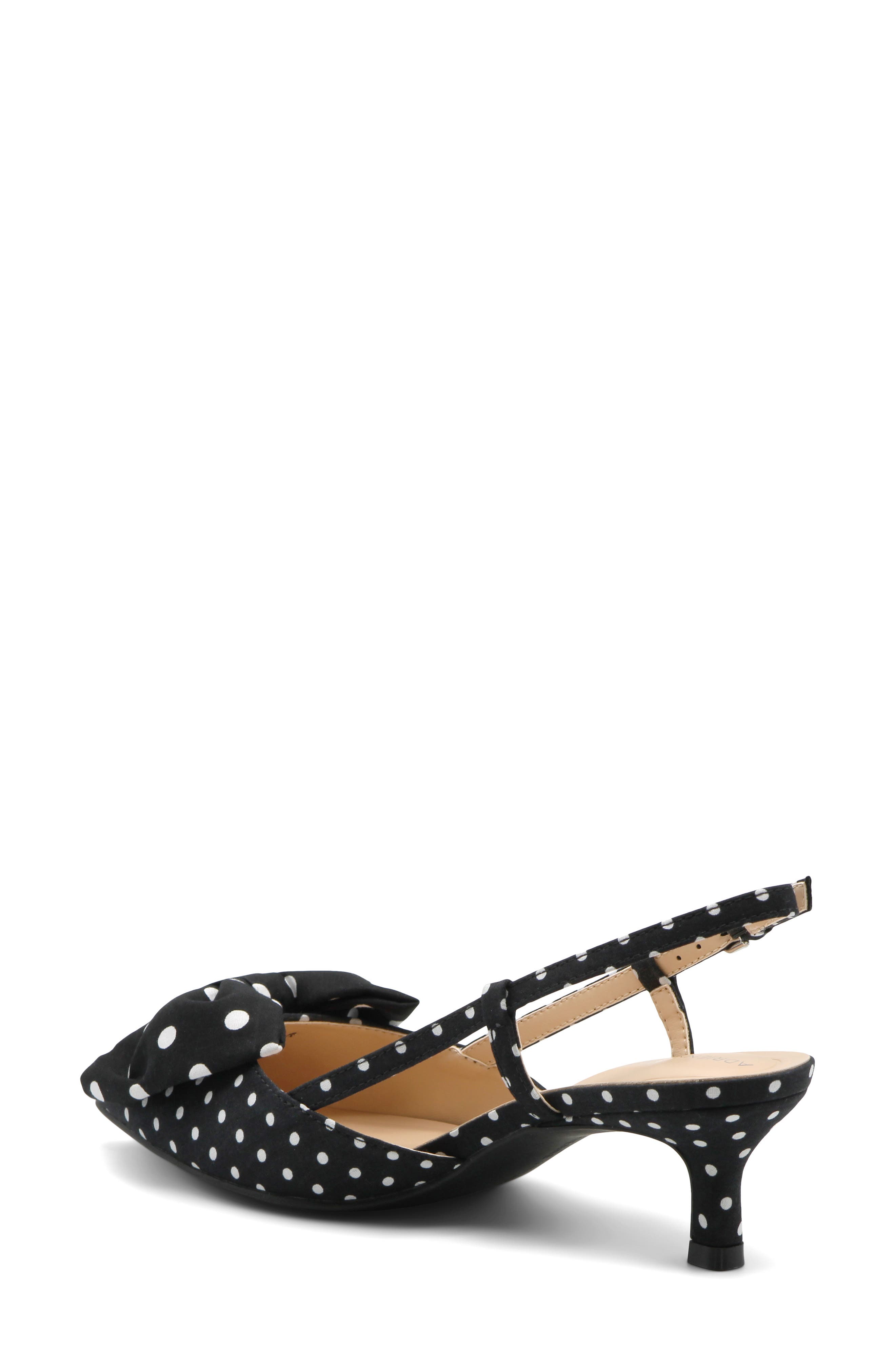 Adrienne Vittadini Sanger Kitten Heel Slingback Pump, Alternate, color, Black/ White Dot