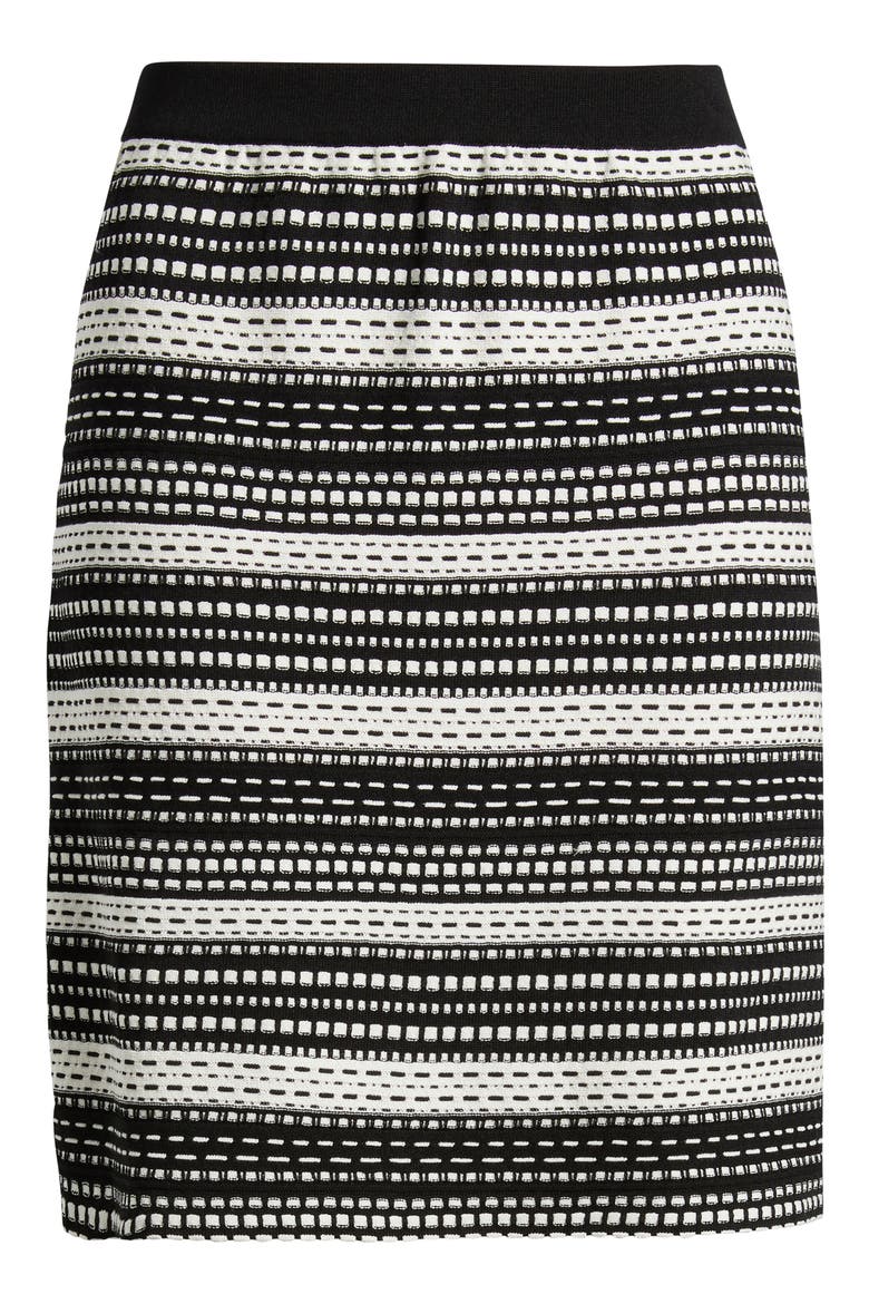 Stripe Knit Skirt, Alternate, color, BLACK/ IVORY