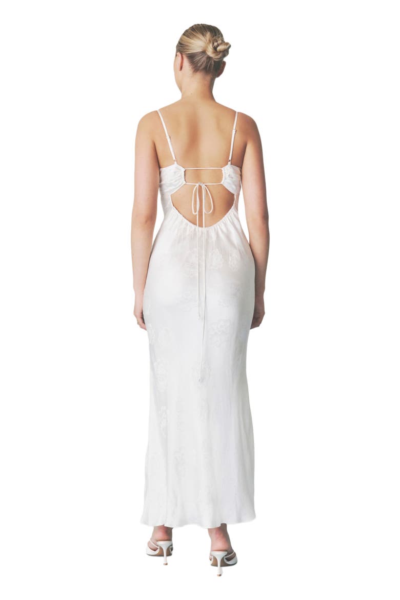 Paloma Satin Floral Jacquard Maxi Dress, Alternate, color, Ivory