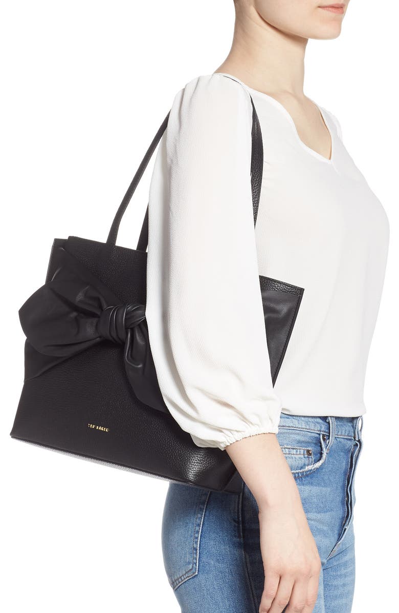 Ted Baker London Diiana Soft Knot Detail Leather Shopper, Alternate, color,