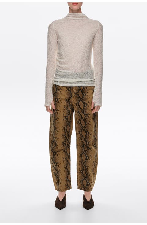 Denim Barrel Leg 5-Pocket Trousers