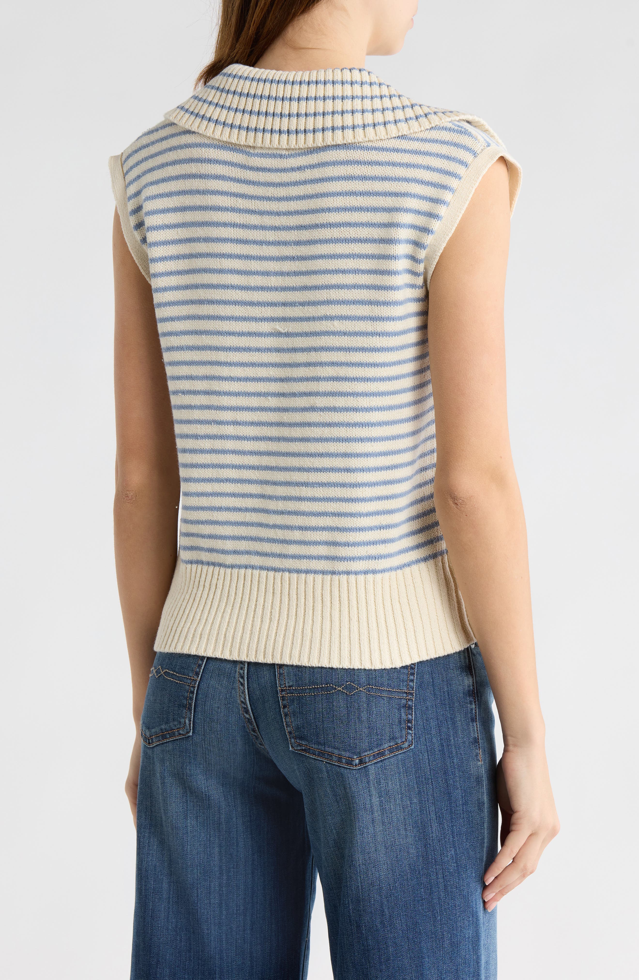 Stripe Johnny Collar Sweater - image 4