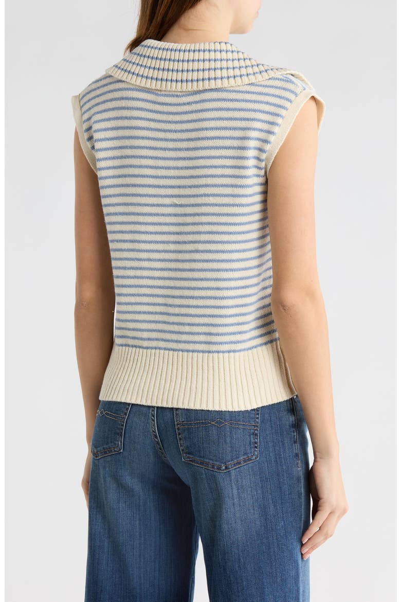 Stripe Johnny Collar Sweater, Alternate, color, NATURAL/ CHAMBRAY STRIPE