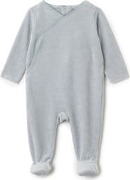 Small Moments Boy Wrap Velour Snap Closure Romper