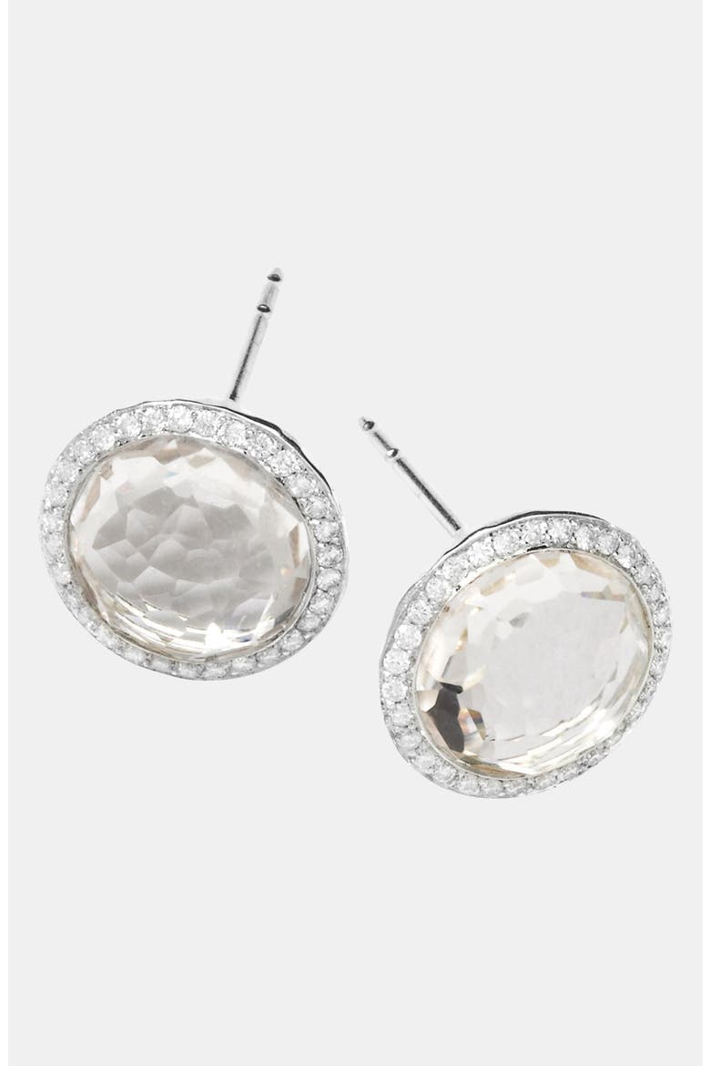 'Rock Candy - Stella' Diamond & Stone Stud Earrings, Main, color, SILVER/ CLEAR QUARTZ